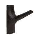 Solid wood coat hook in black teak finish, ideal for modern minimalist interiors.