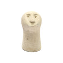 A stone statue decor in natural tone with artistic portrait, handmade in Indonesia from sandstone.