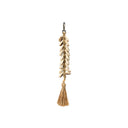 De Raffia Fishbone Sleutelhanger - Naturel Wit