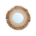 Der Raffia Cowrie Spiegel - Natur Weiss