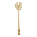 A gold salad fork with golden hue and pineapple decoration, adding unique touch for everyday serving.