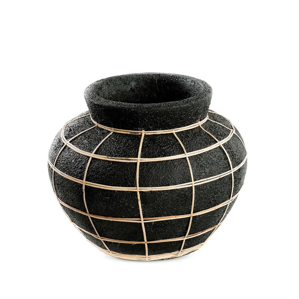 Die Belly Vase - Schwarz Natur - M
