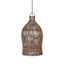The woven pendant light crafted from dark bamboo with organic elegance.