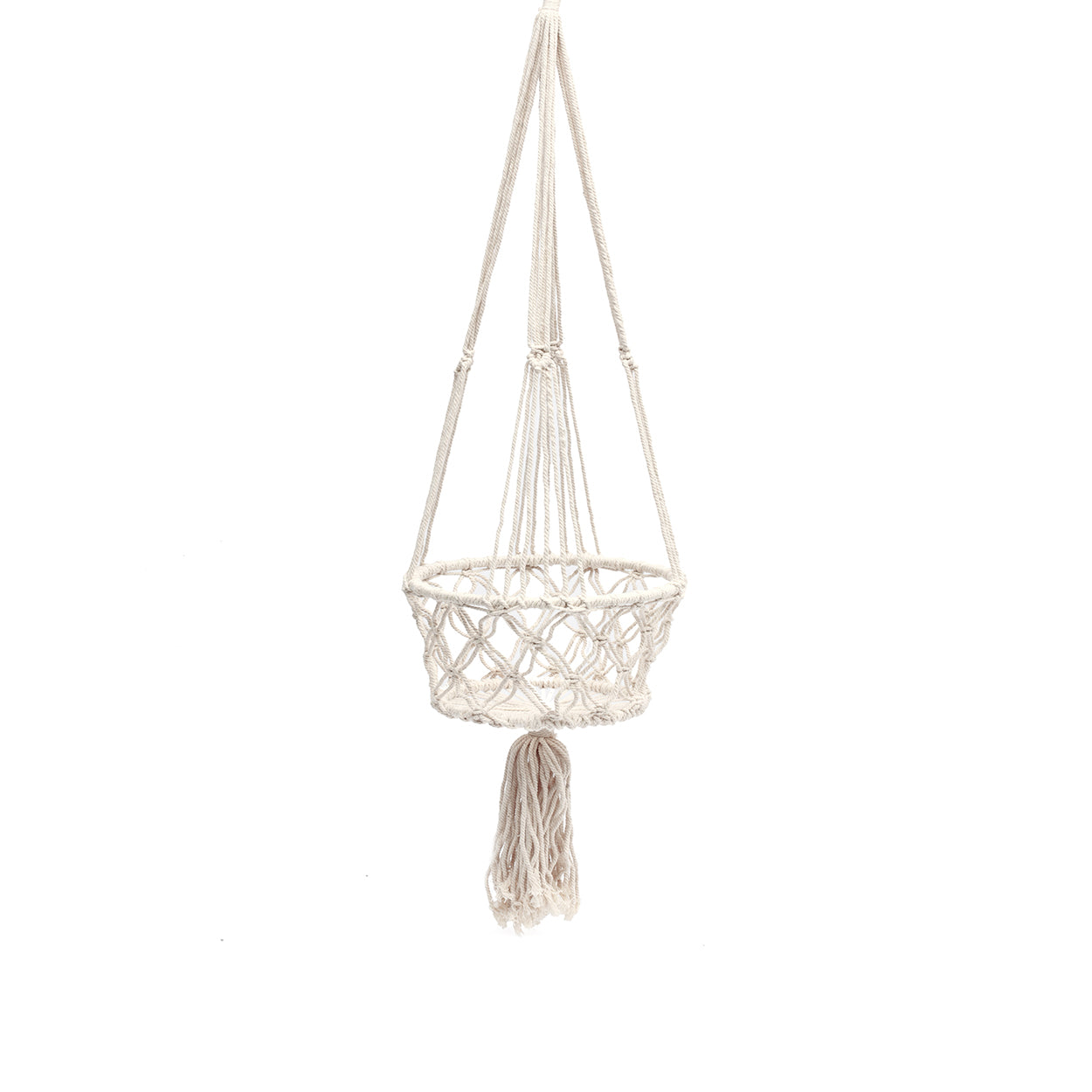 The Macrame Plant Holder - White - L