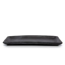 A handmade sushi plate in black medium size, handmade terracotta dinnerware with rectangular design.