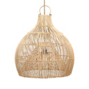 A natural rattan lamp shade, inspired by traditional maritime fishing cages.