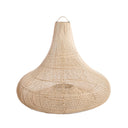 An onion shaped rattan lampshade in a large size with a natural hue.