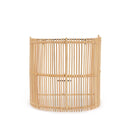 A natural rattan wall sconce in a compact silhouette, crafted to complement intimate corners and hallways with understated warmth.