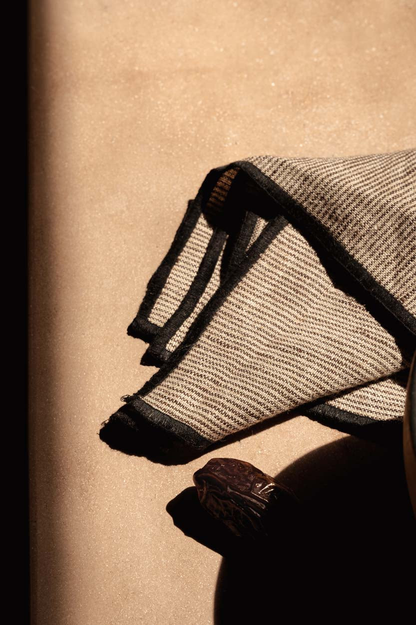 La Serviette Code En Lin - Noir Naturel - 45x45