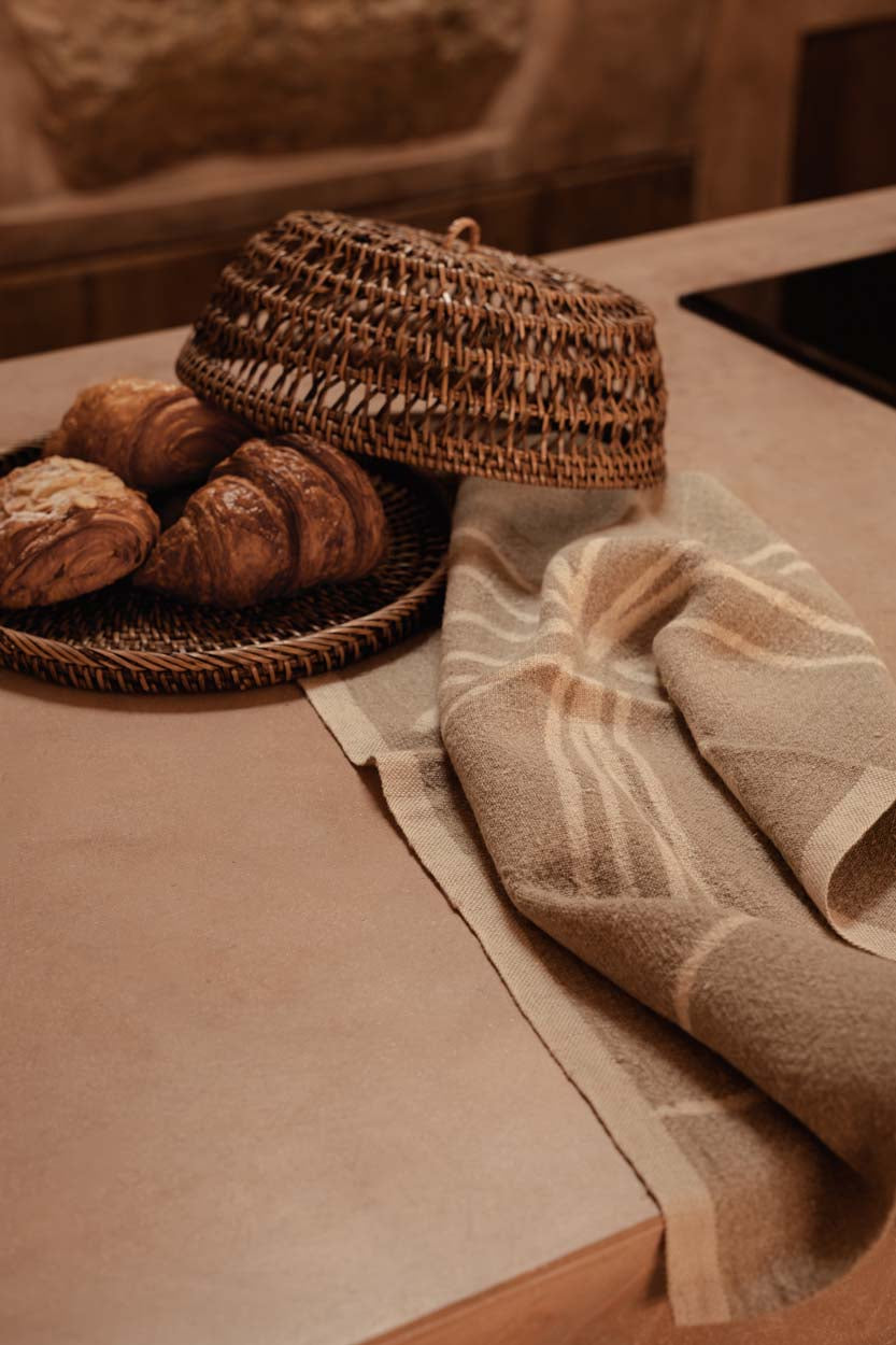 El Paño De Cocina Palm Tree De Lino - Blanco Natural - 50x70