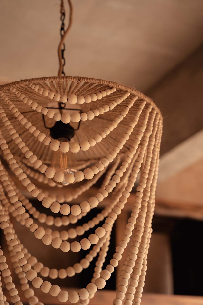 La Lámpara De Araña Wooden Bead - Natural - L