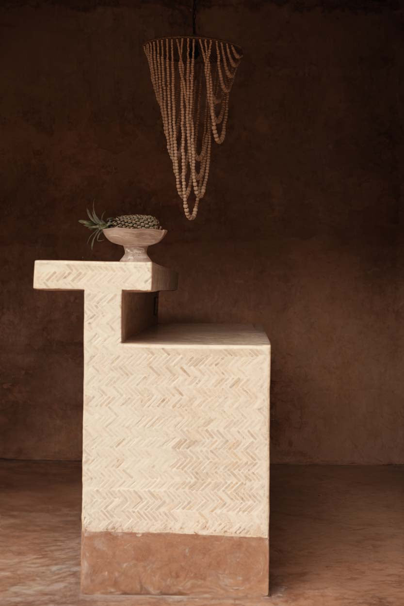 The Wooden Bead Chandelier - Natural - L