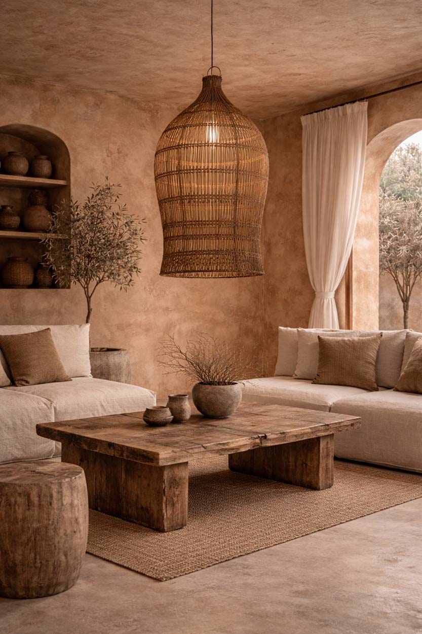 Die Woven Bell Hängeleuchte - Dunkles Walnuss - XL