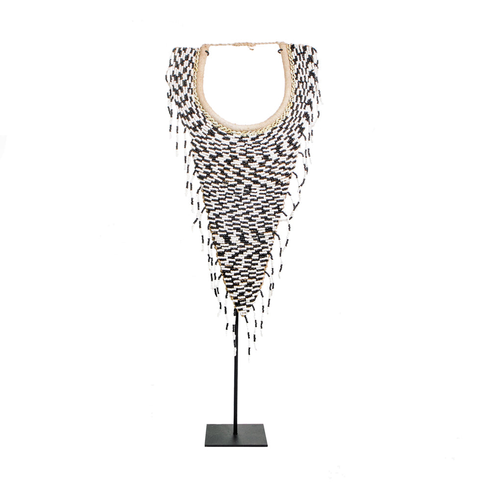 De Tribal Beaded Ketting op Standaard - Zwart Wit