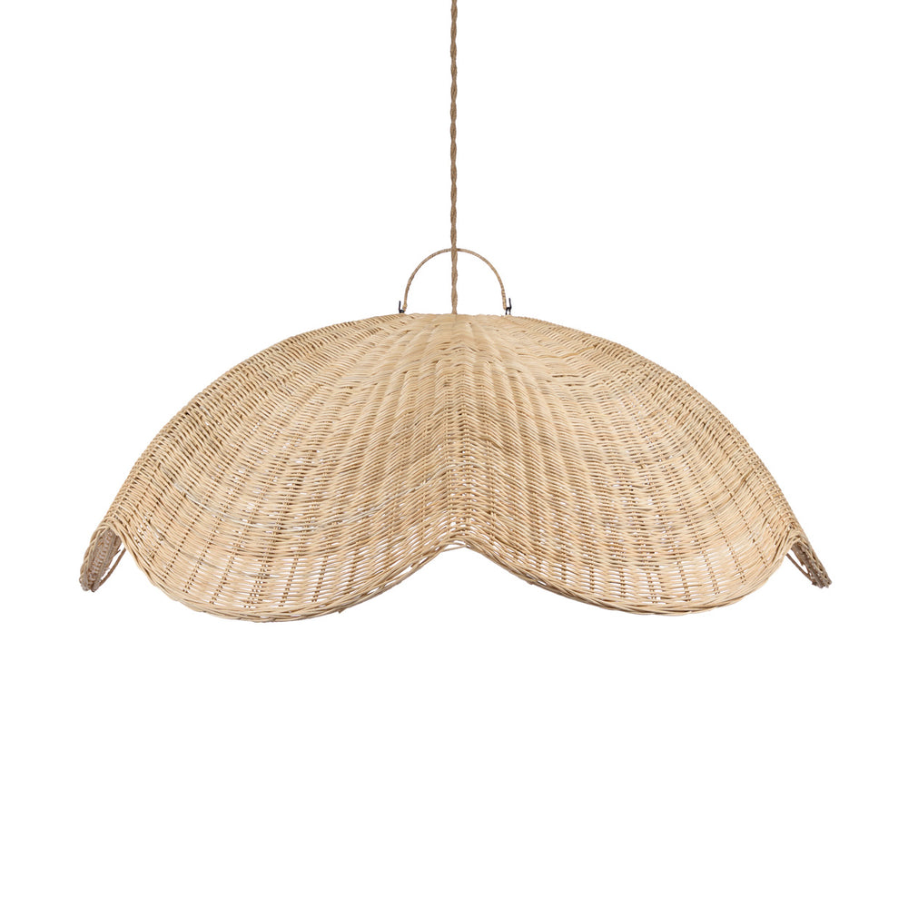 A wave shaped rattan pendant light in extra large size, ideal for dining room or entryways with high ceiling.
