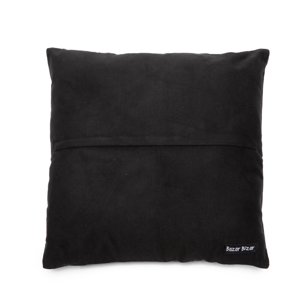 De Four Leather Panel Kussenhoes - Zwart - 40x40