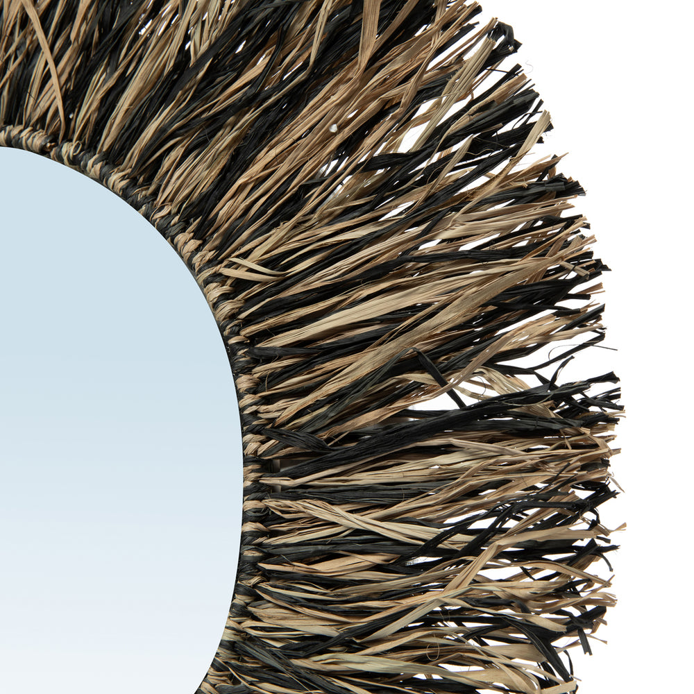 Der Raffia Fringe Wandspiegel - Naturschwarz - M_40