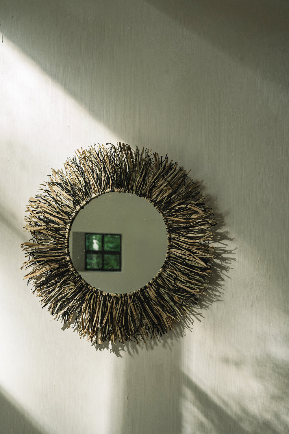 Der Raffia Fringe Wandspiegel - Naturschwarz - M_40