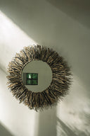 Der Raffia Fringe Wandspiegel - Naturschwarz - M_40