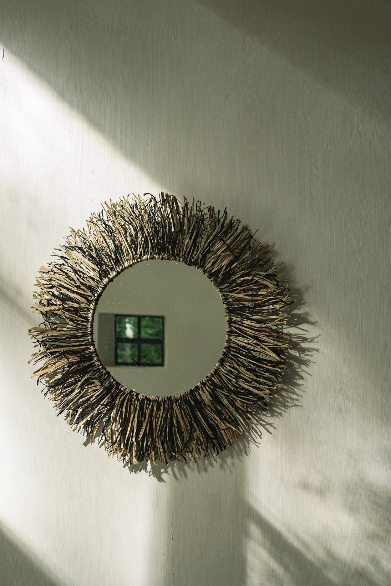 Der Raffia Fringe Wandspiegel - Naturschwarz - M_40