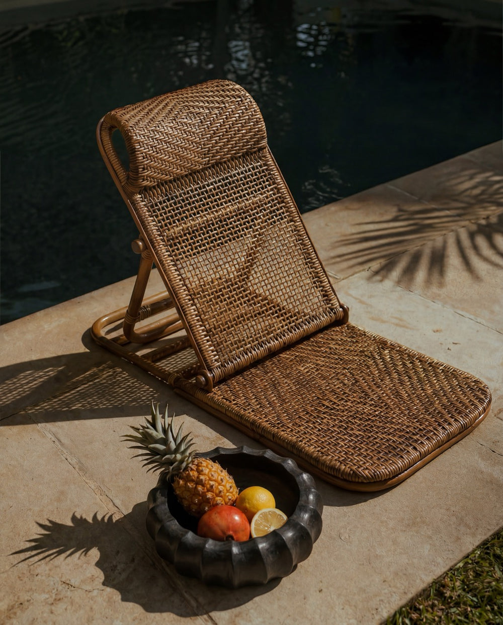 De Rattan Vloer Lounger - Donker Noten