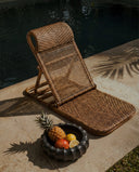 The Rattan Floor Lounger - Dark Walnut