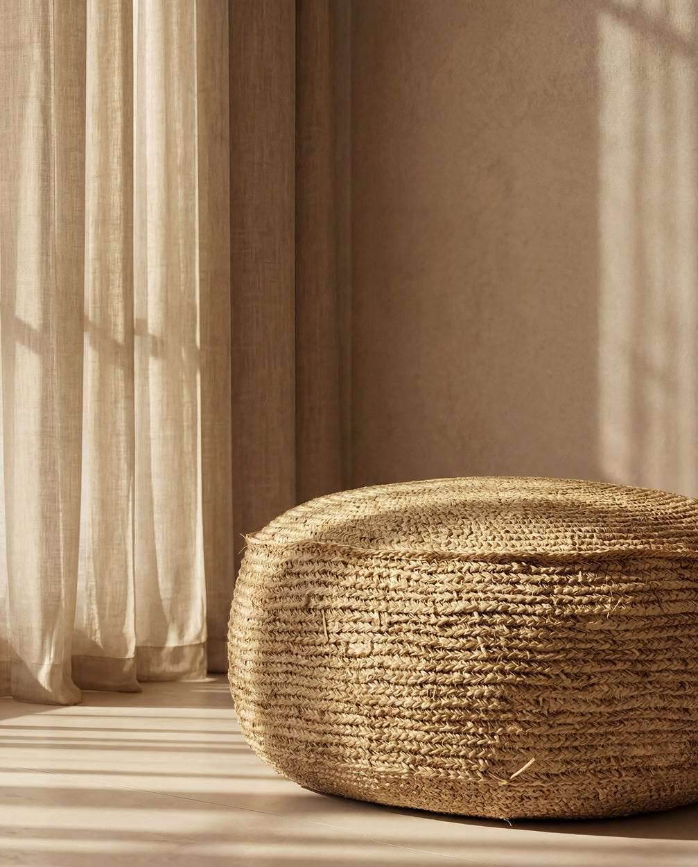 The Raffia Flores Pouffe - Natural