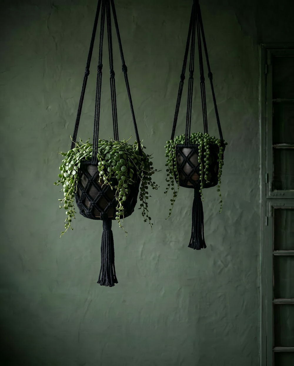 Le Macrame Porte-plante - Noir - M