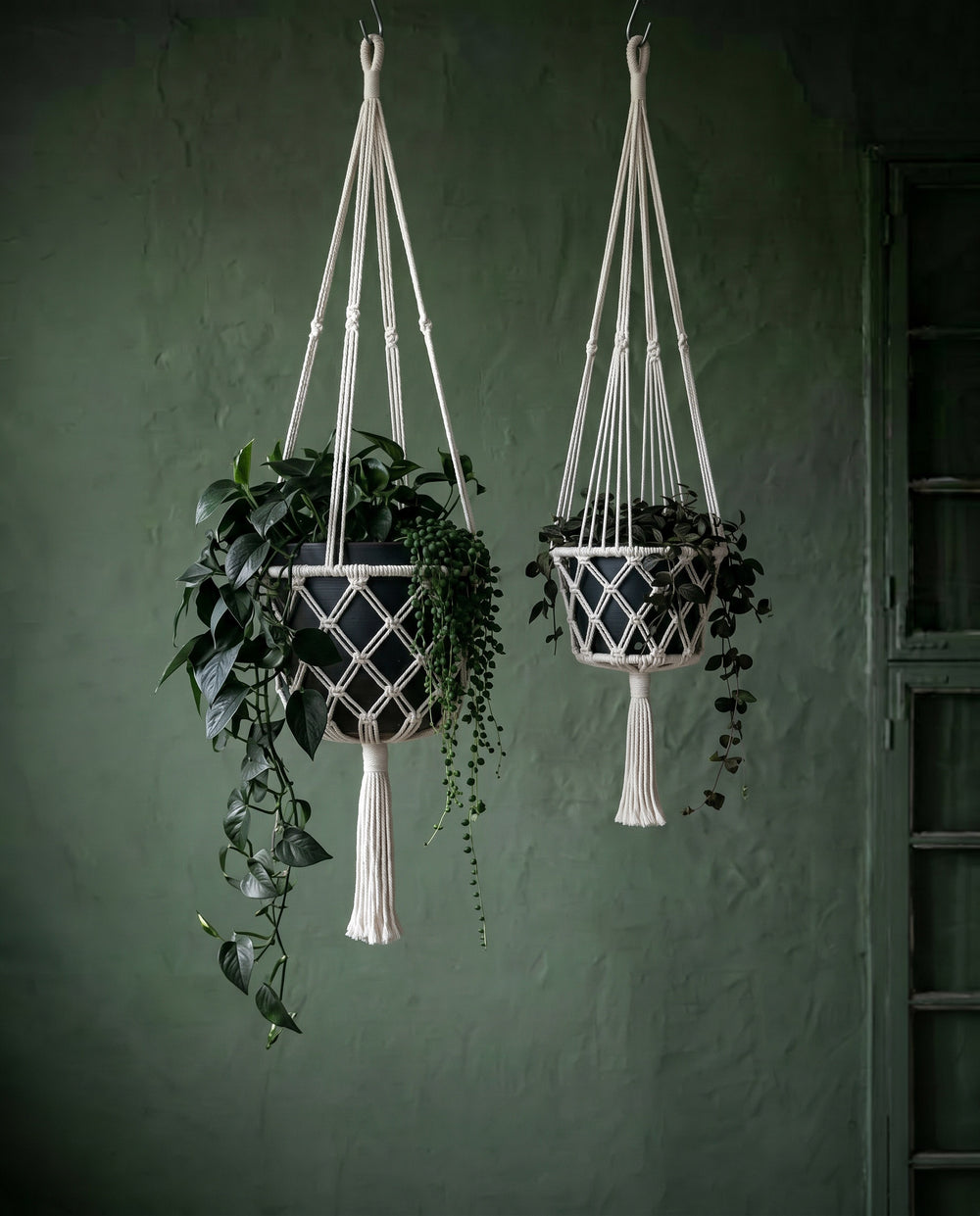 The Macrame Plant Holder - White - M