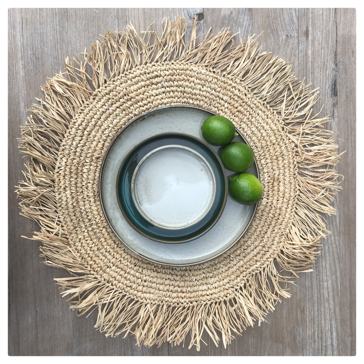 De Fringe Raffia Placemat Rond - Natuurlijk