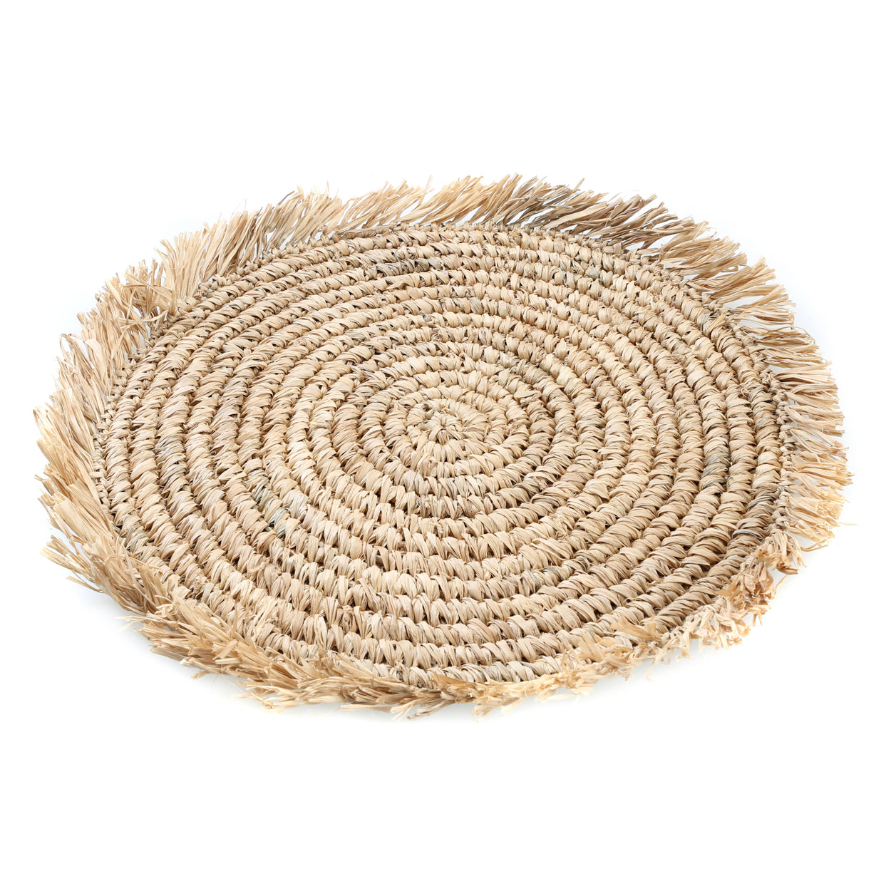 De Fringe Raffia Placemat Rond - Natuurlijk