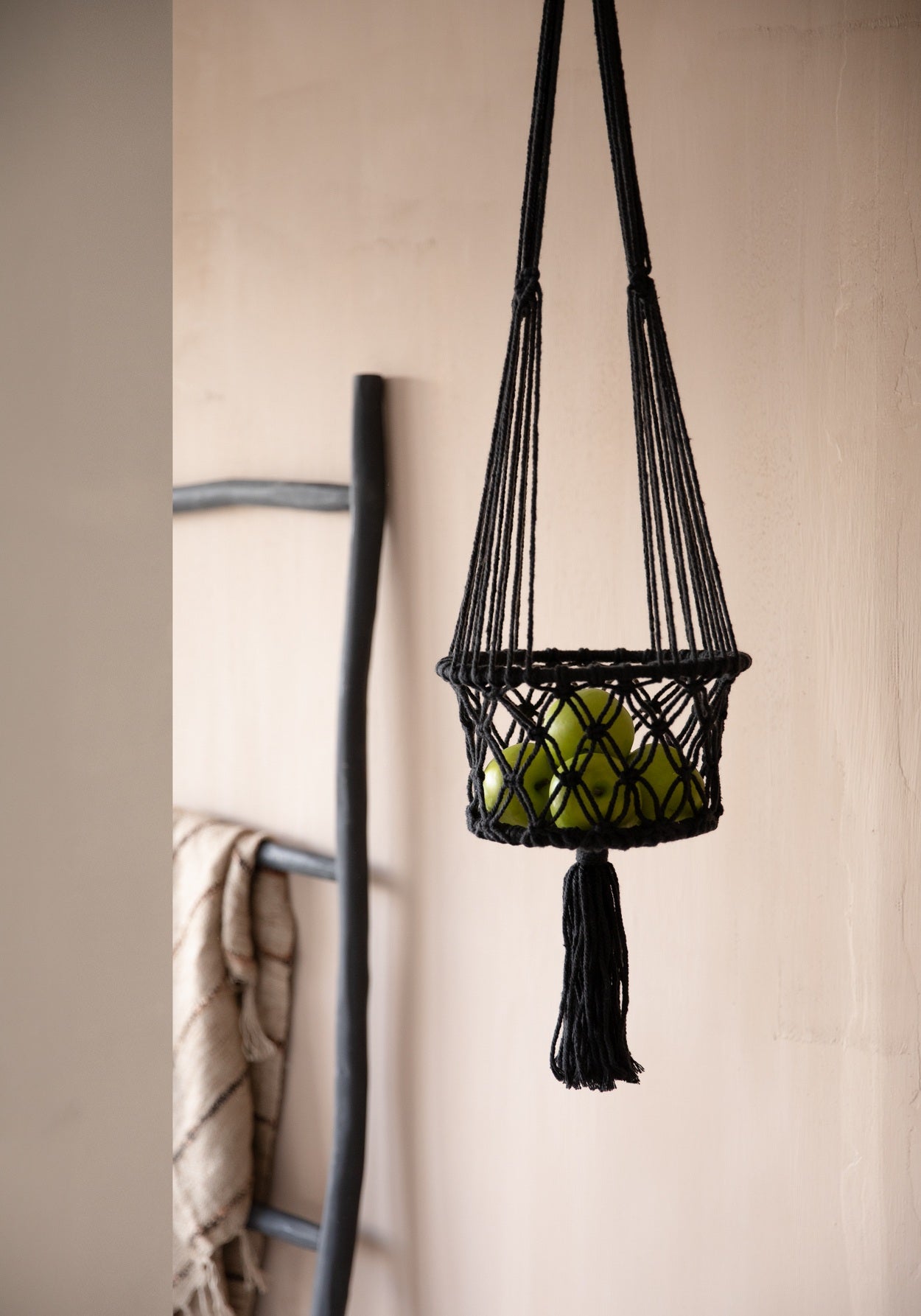 Le Porte-Plante Macramé - Noir - L