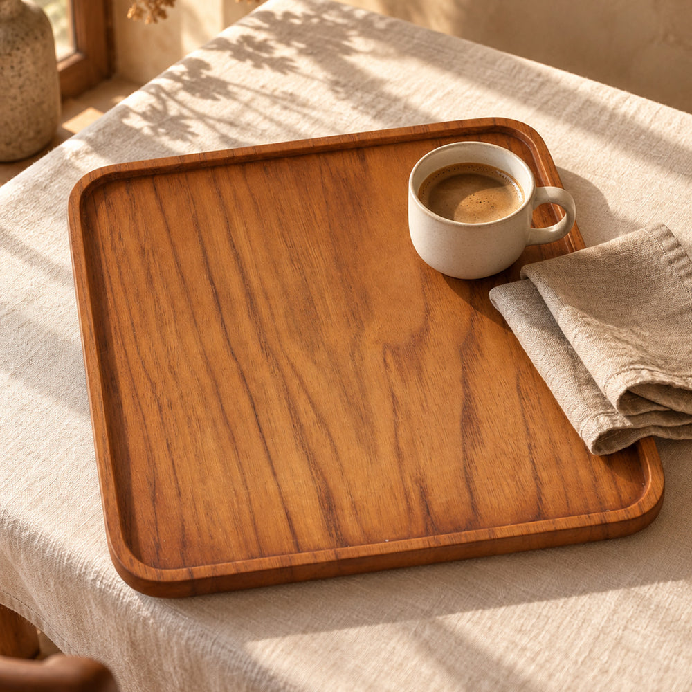 L'Assiette Teak Square - Naturel - M