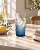 Het Azure Rippled Hoog Glas - Blauw