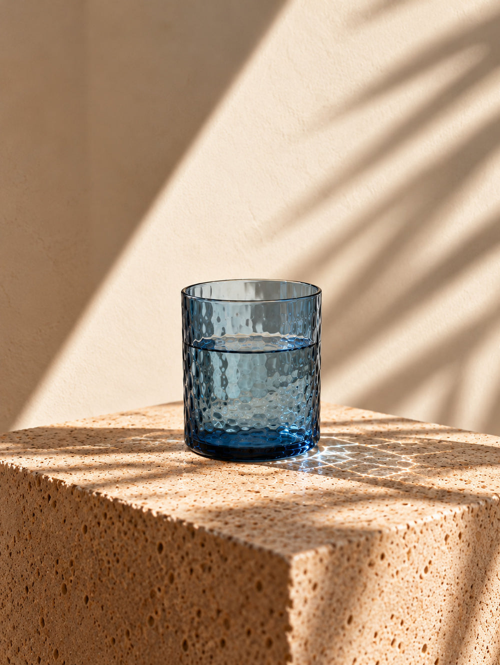 Het Azure Hammered Hoog Glas - Blauw