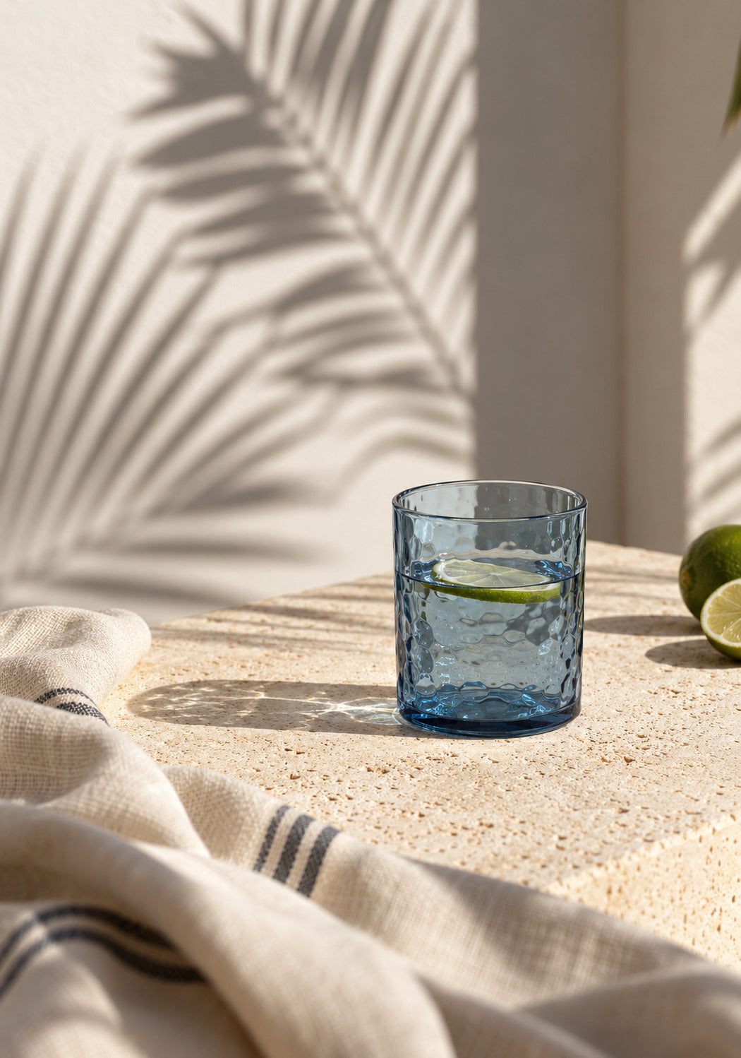 Het Azure Hammered Hoog Glas - Blauw