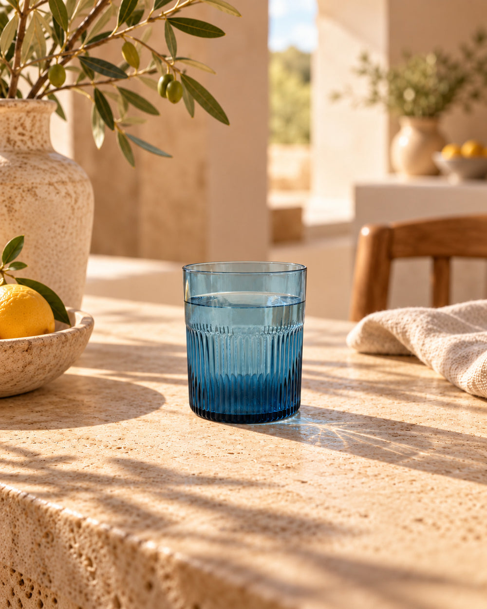 Het Azure Rippled Laag Glas - Blauw