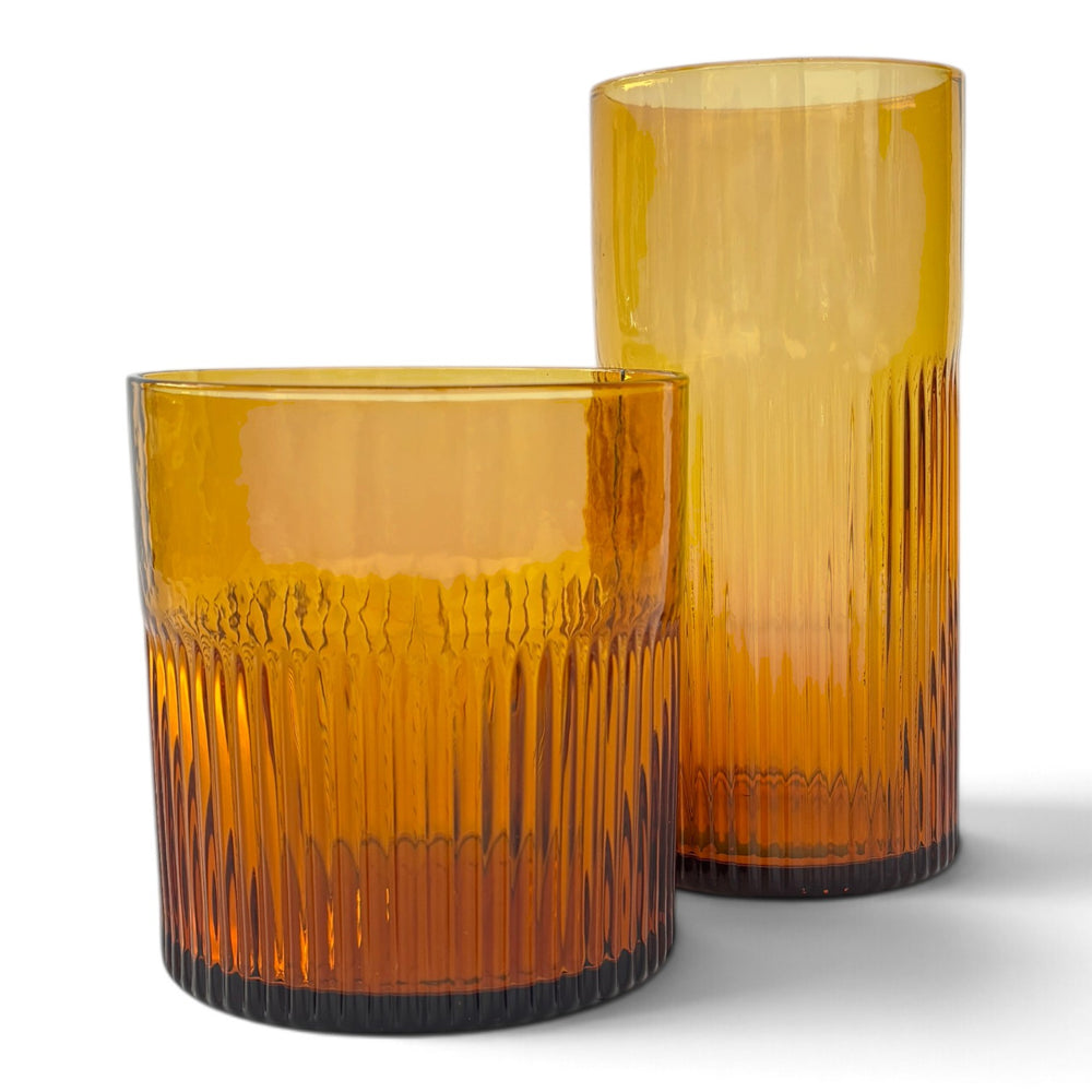 Het Amber Rippled Hoog Glas - Amber