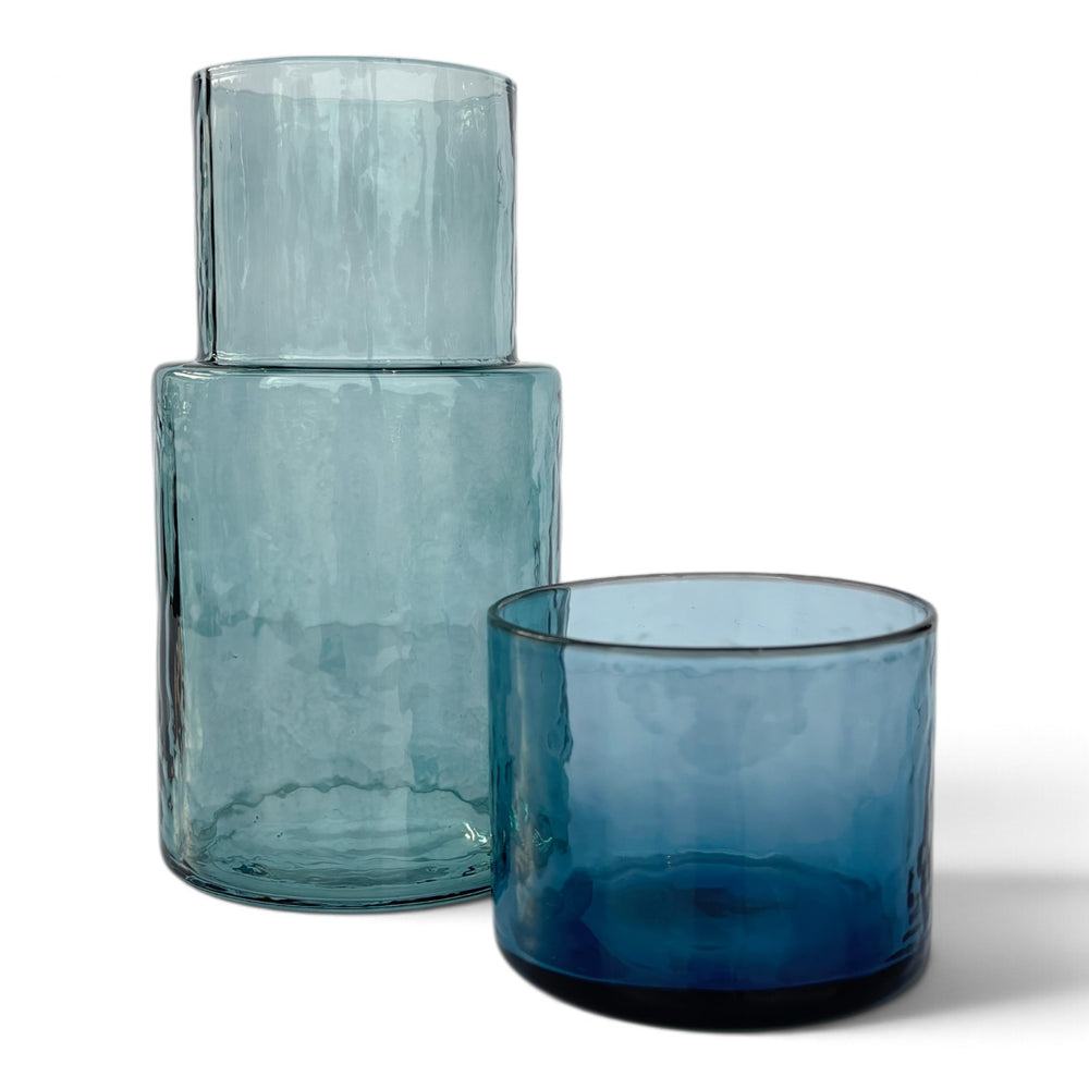The Azure Hammered Water Carafe - Blue