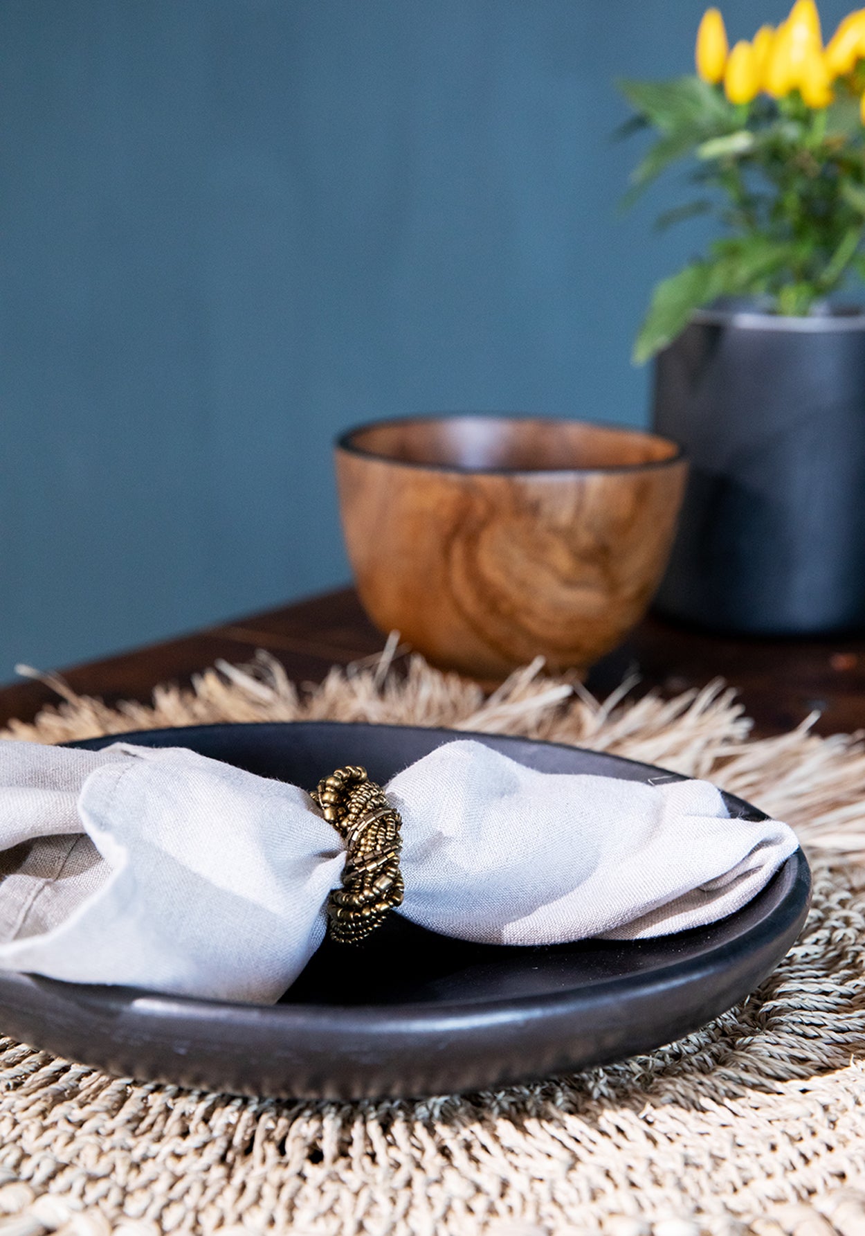 The Beaded Napkin Ring - Gold