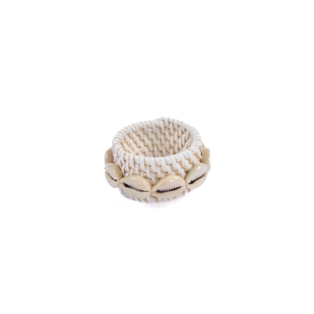 Il Portatovagliolo in Rattan con Conchiglie - Bianco - Set di 4