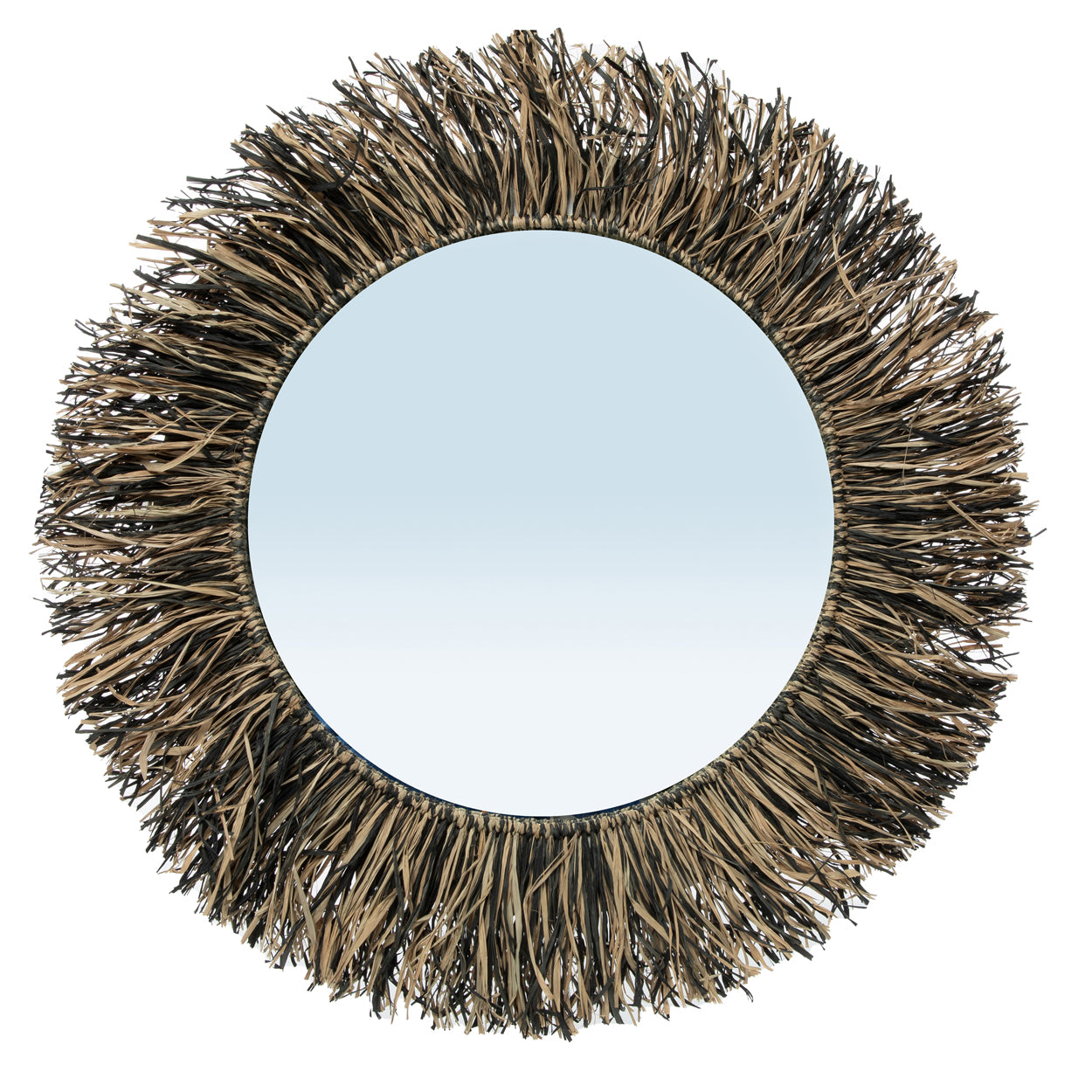 The Raffia Fringe Mirror - Natural Black - L