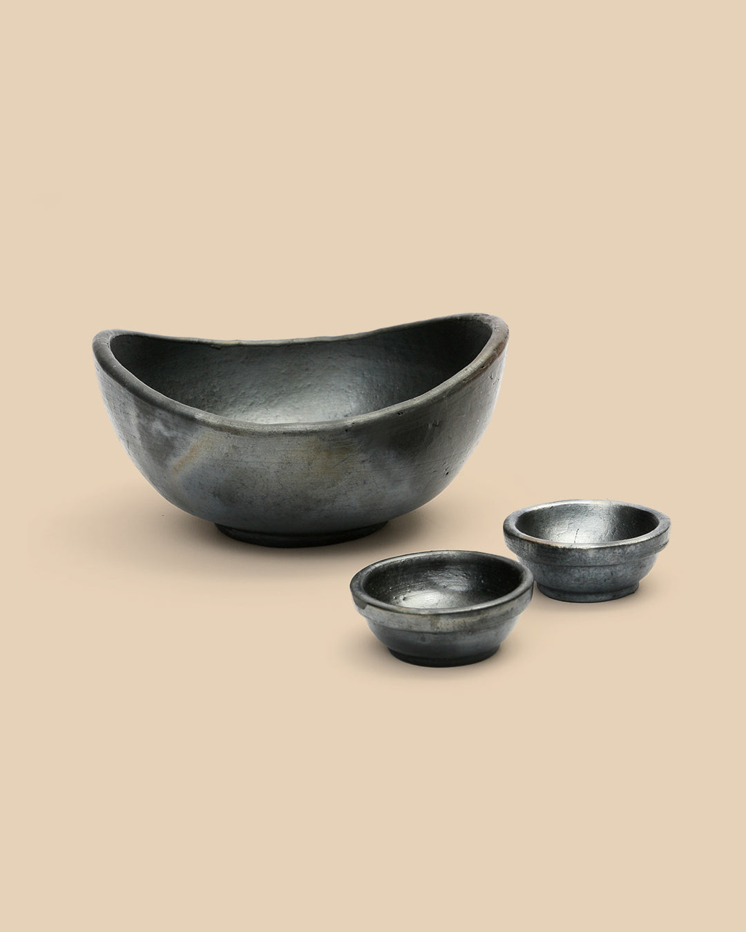 La Ciotola Bruciata Curva - Nero - Set di 3